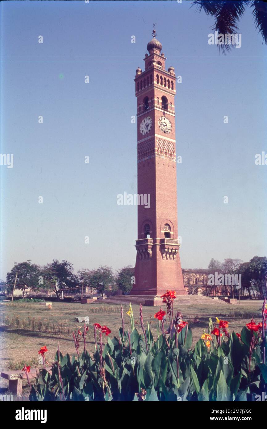 Husainabad Clock Tower is a clock tower located in the Lucknow city of India. It was constructed in 1881 by Hussainabad Trust. Husainabad Clock Tower is a clock tower located in the city of Lucknow. It was built in 1881 by Nawab Nasir-ud-Din Haider for the arrival of Sir George Stock Photo