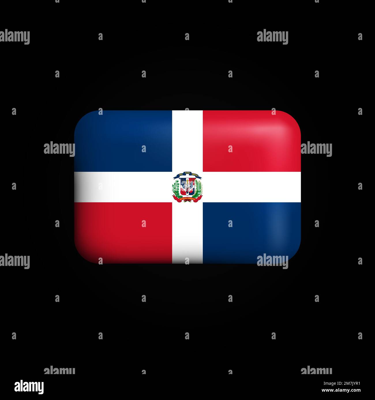 Dominican Republic Flag 3D Icon. National Flag of Dominican Republic. Vector illustration Stock