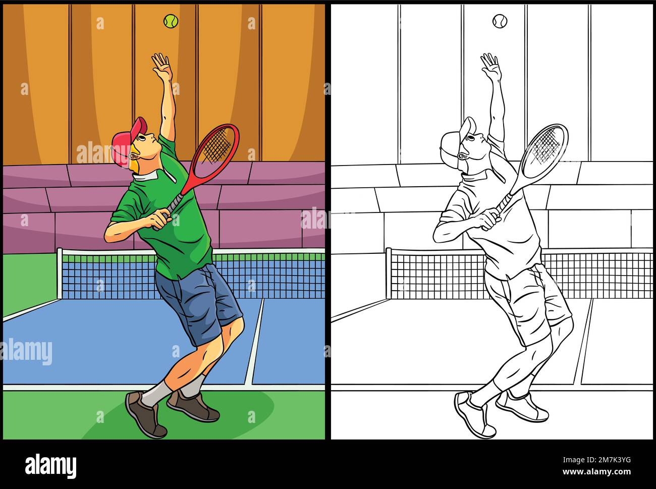 Tennis Coloring Page Colored Illustration Stock Vector Image & Art Alamy