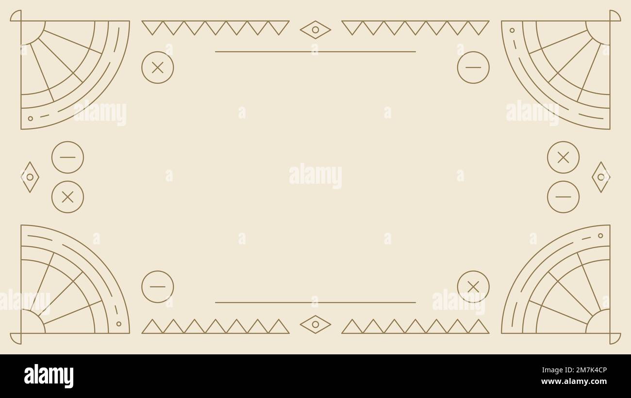 Ethnic geometrical patterned blank beige frame vector Stock Vector