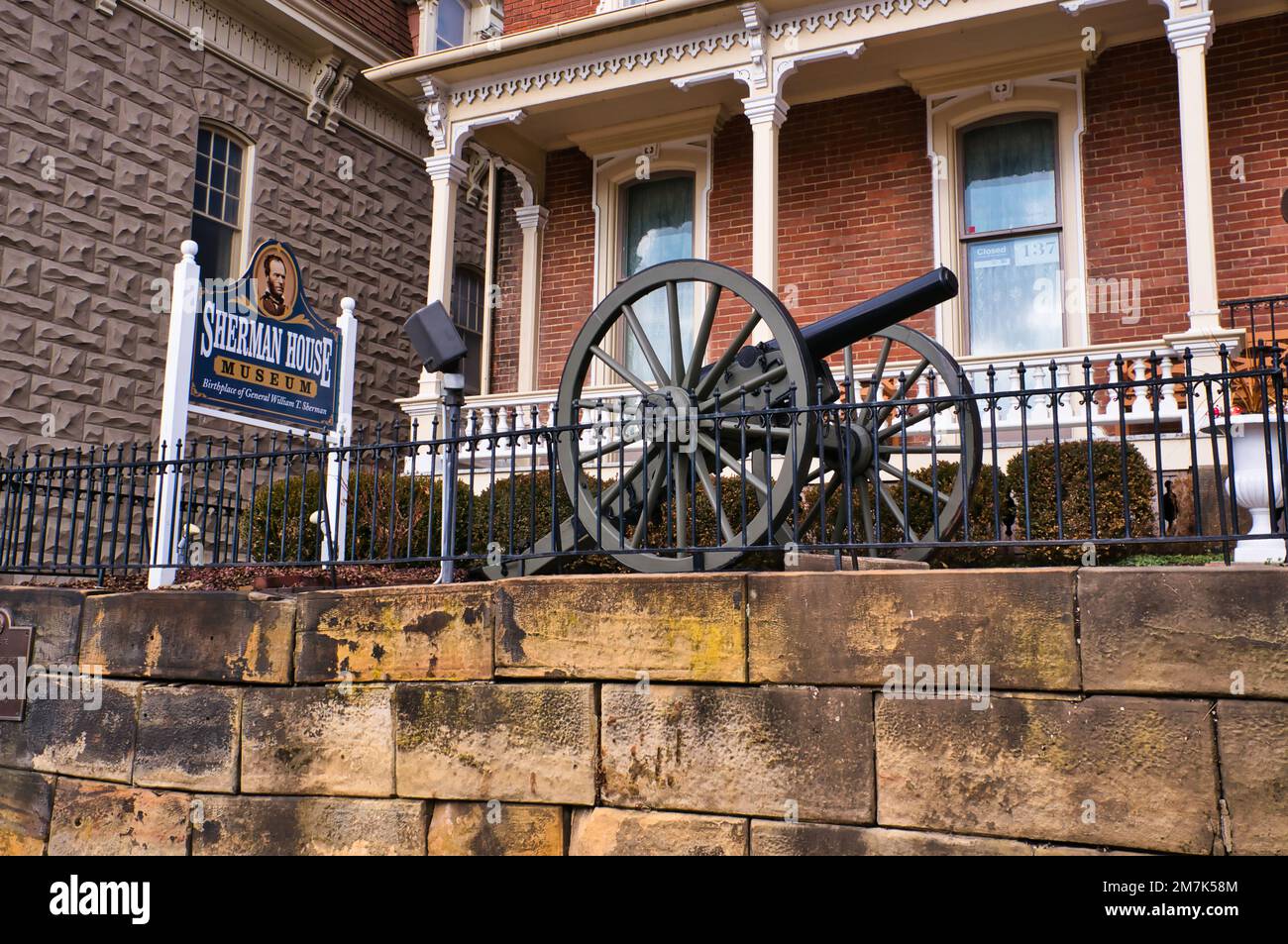 The Sherman House Museum in Lancaster, Ohio, is the birthplace of Civil War Gen. William Tecumseh Sherman and his younger brother  Sen. John Sherman Stock Photo