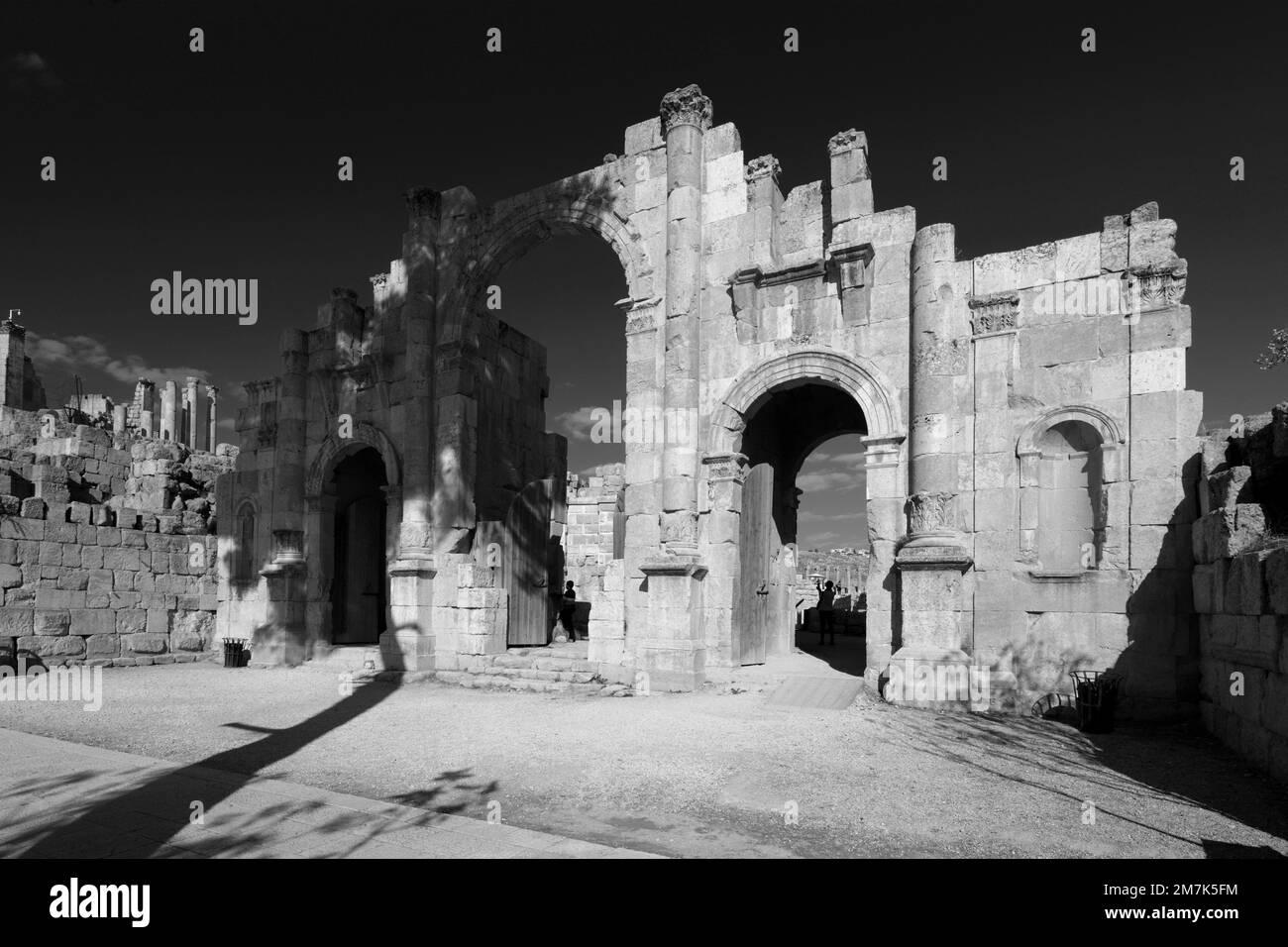 View over the South Gate in Jerash city, Jordan, Middle East Stock