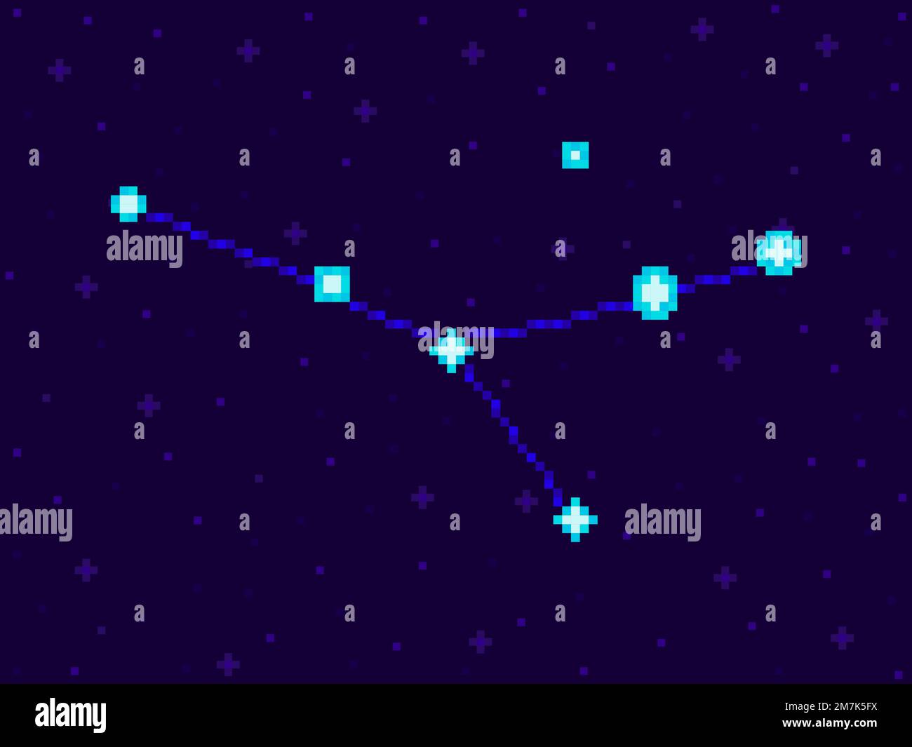 Cancer constellation in pixel art style. 8-bit stars in the night sky ...