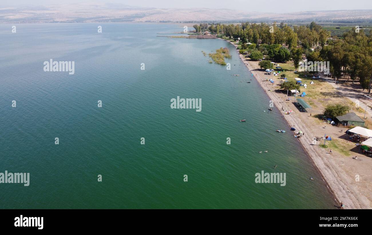 Summer sunset views of the Mediterranean sea. Clear blue sky with aerial capture Stock Photo Alamy