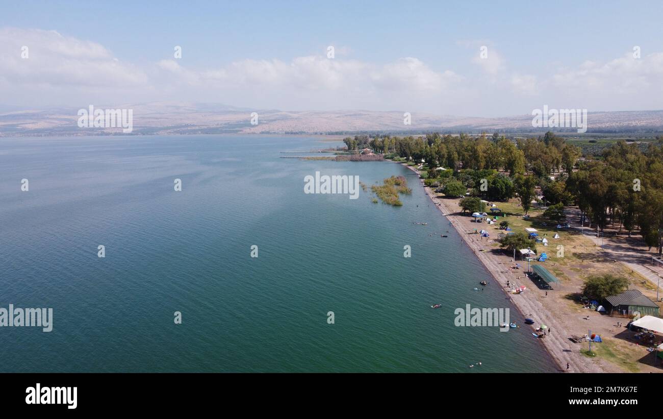 Summer sunset views of the Mediterranean sea. Clear blue sky with aerial capture Stock Photo Alamy