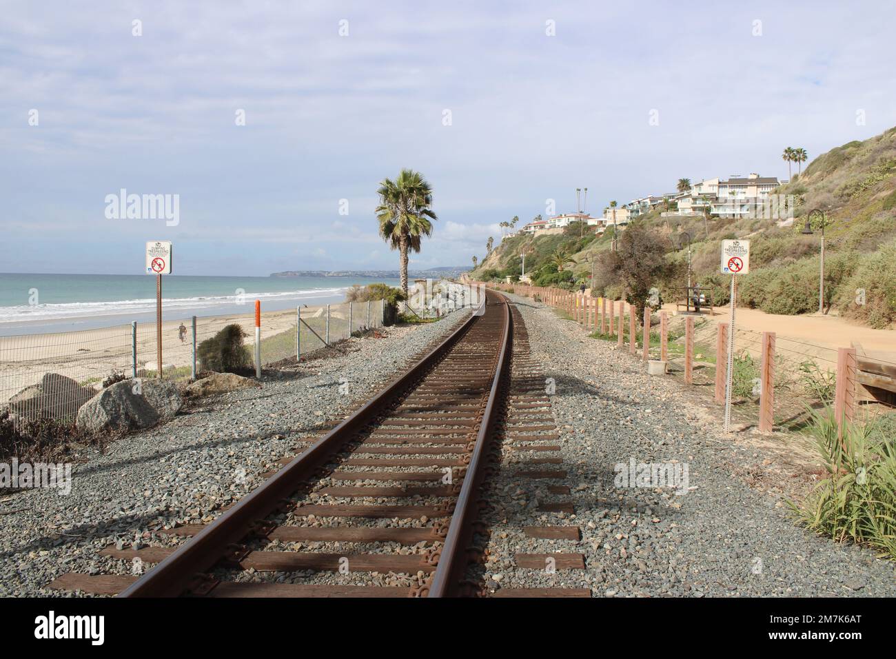 Coastal railroad track in San Clemente, California, USA Stock Photo