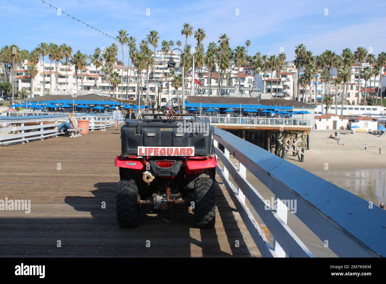 Lifeguard ATV parked on San Clemente Pier Stock Photo