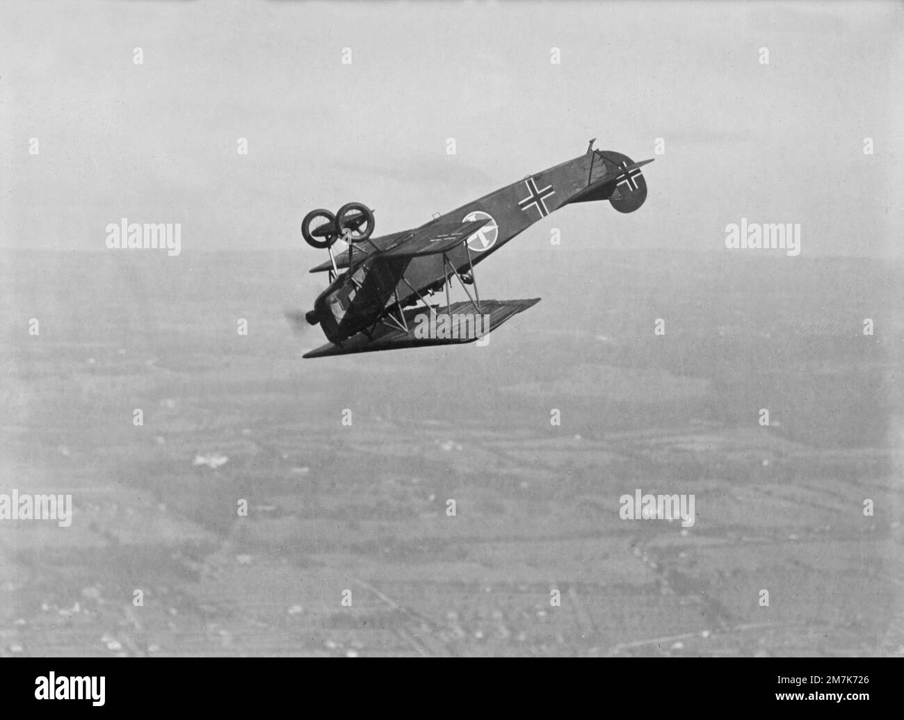 Fokker D.VII a German single seat fighter aircraft used by the Imperial German Airforce.  Designed by Fokker's chief designer, Reinhold Platz it saw operational service from May 1918 in World War One Stock Photo