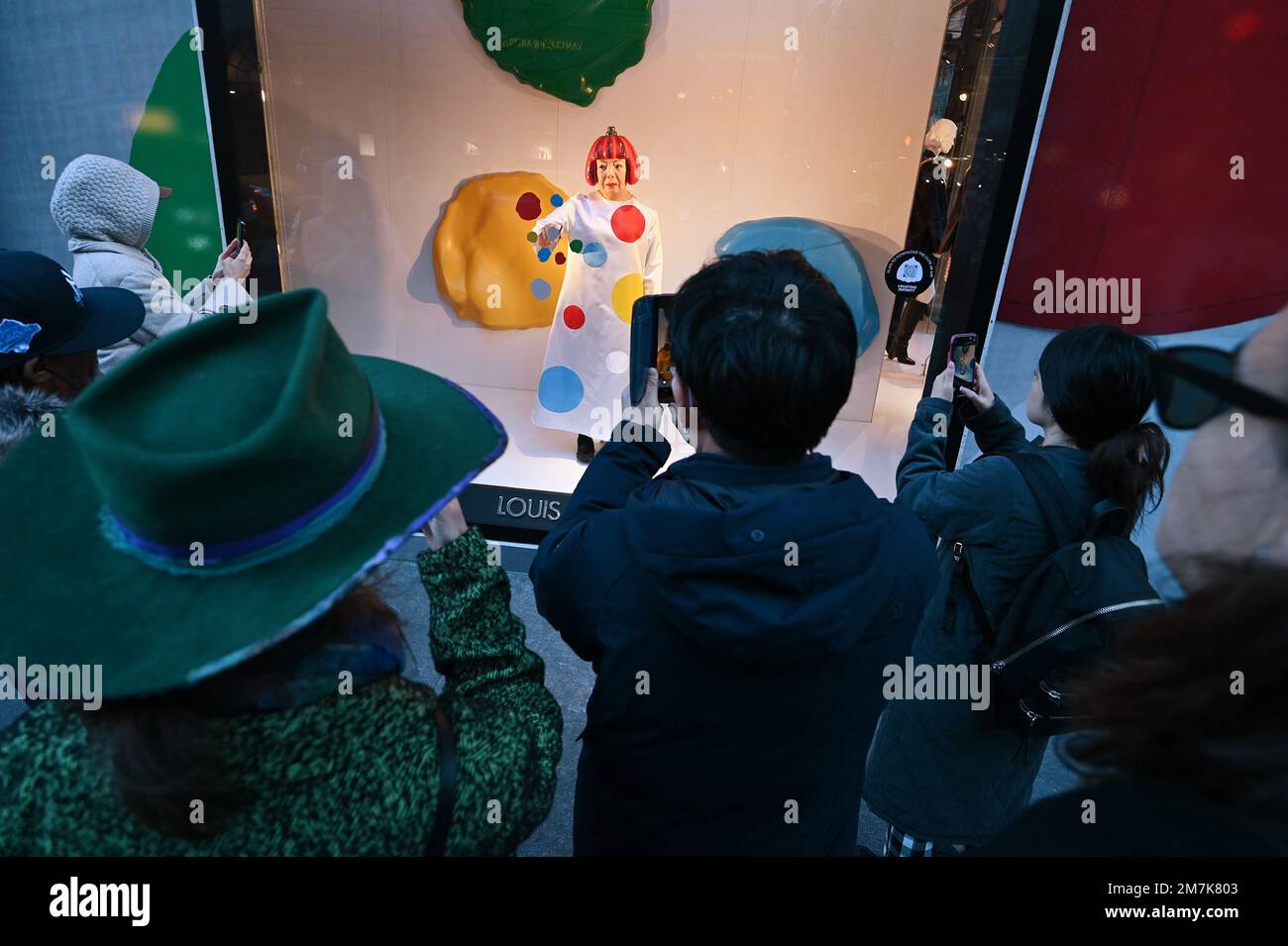 Japanese artist Yayoi Kusama robot displayed at Louis Vuitton store in New  York