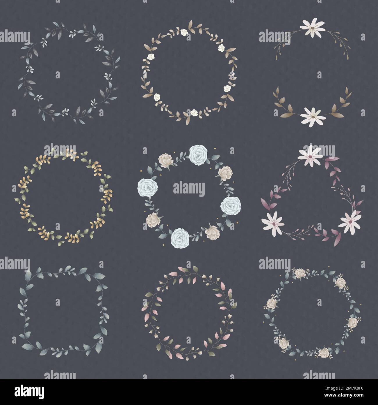Blank leafy frame set social ads template vector Stock Vector