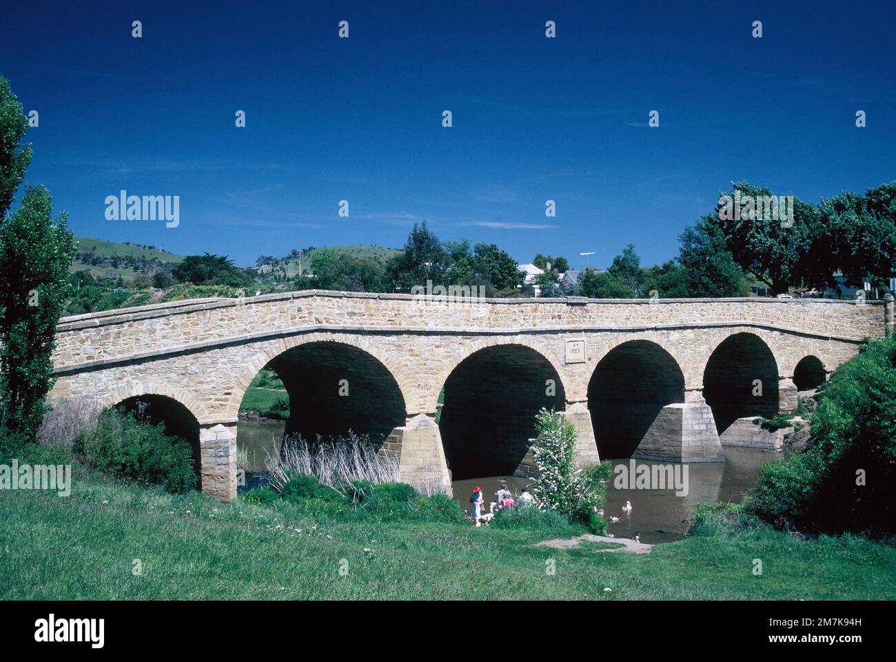 Tasmania. Richmond. Richmond Bridge over Coal River. 1823. The oldest bridge in Australia. Stock Photo