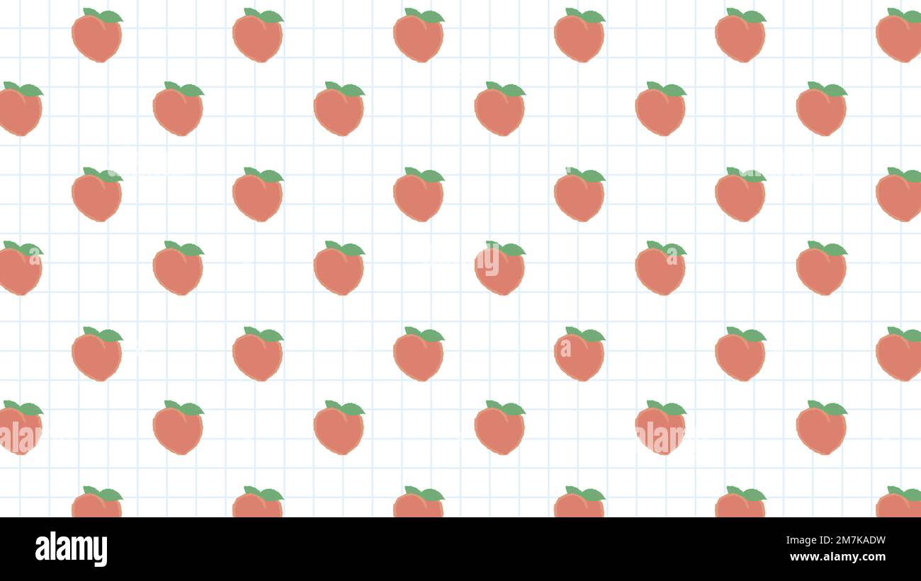 Hand drawn peach seamless pattern on white grid social template vector Stock Vector