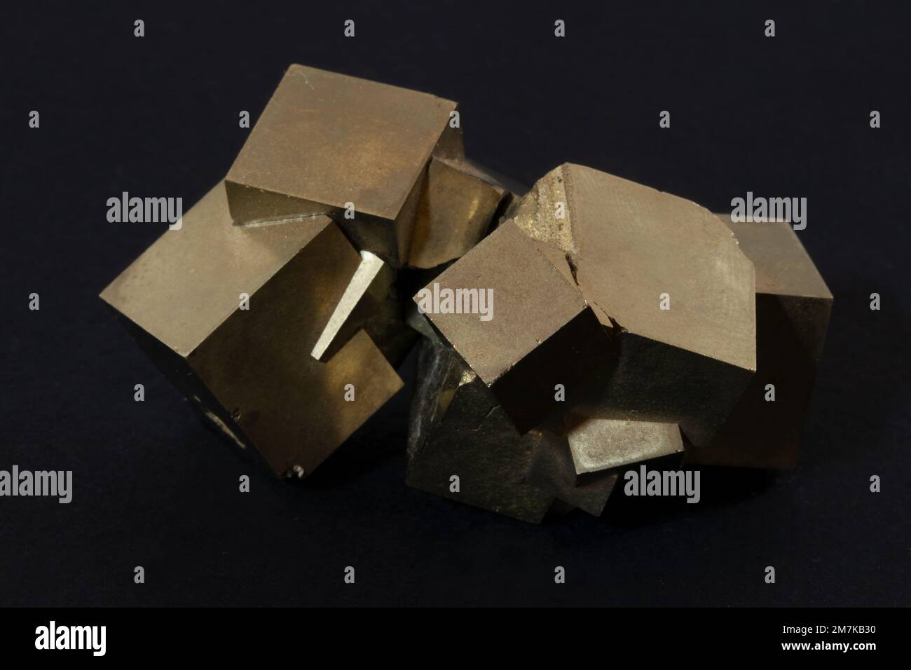 Rocks and minerals, Cubic Pyrite crystals, laboratory sample Stock