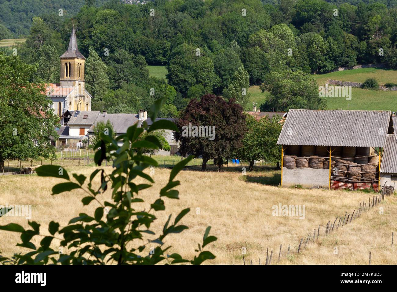 View at Moulis village in Ariège, Pyrenees, France Stock Photo