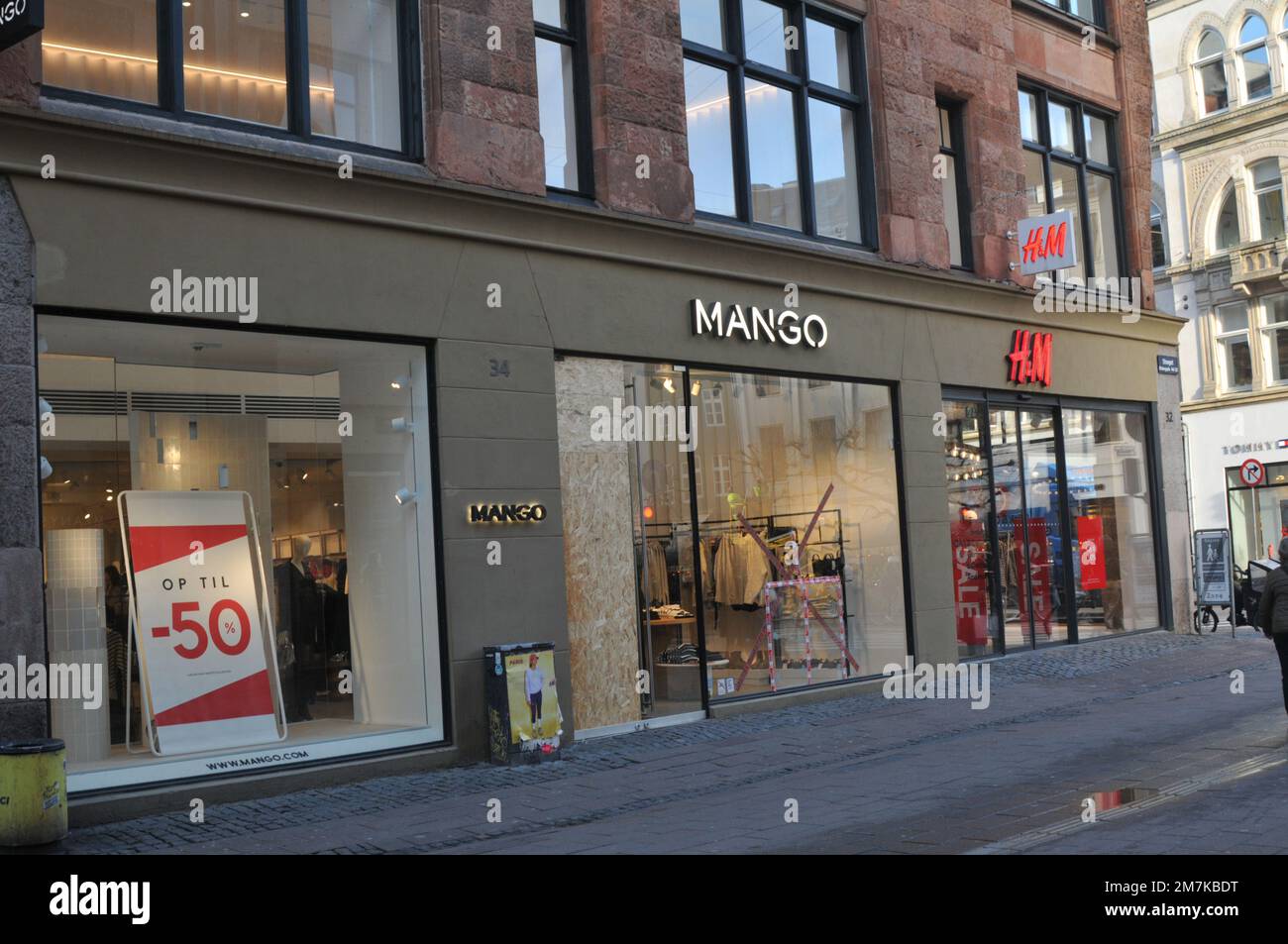 Copenhagen/Denmark/10 January 2023/ Mango store on stroeget in danish ...