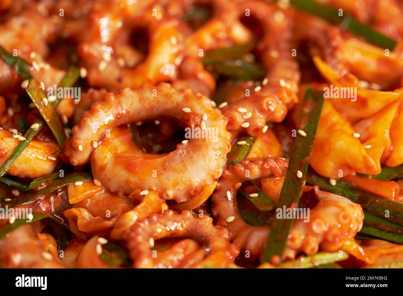 Spicy stirfried octopus, Korean food Stock Photo Alamy