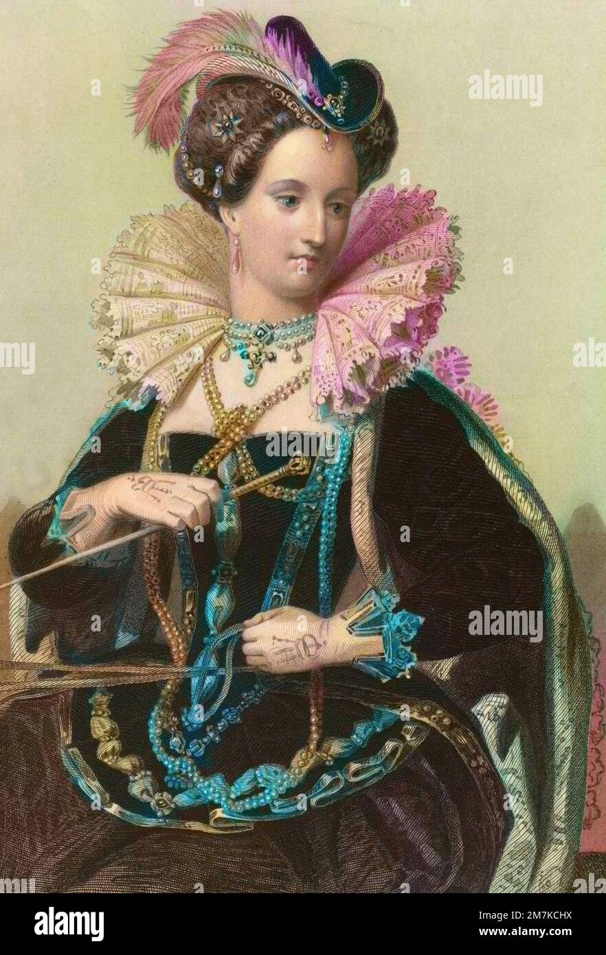 "Portrait de la reine Elizabeth (Elisabeth) Iere d'Angleterre (1533-1603)" Gravure Stock Photo