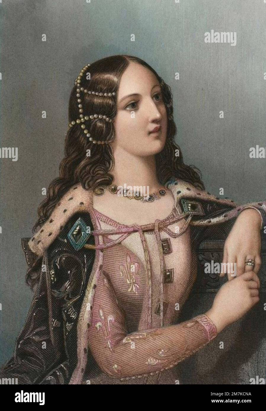 Portrait d'Isabelle de France ou Isabelle de Valois (1389-1409) epouse de Richard II d'Angleterre (Portrait of Isabella of Valois queen consort of England as the second spouse of King Richard II) Stock Photo