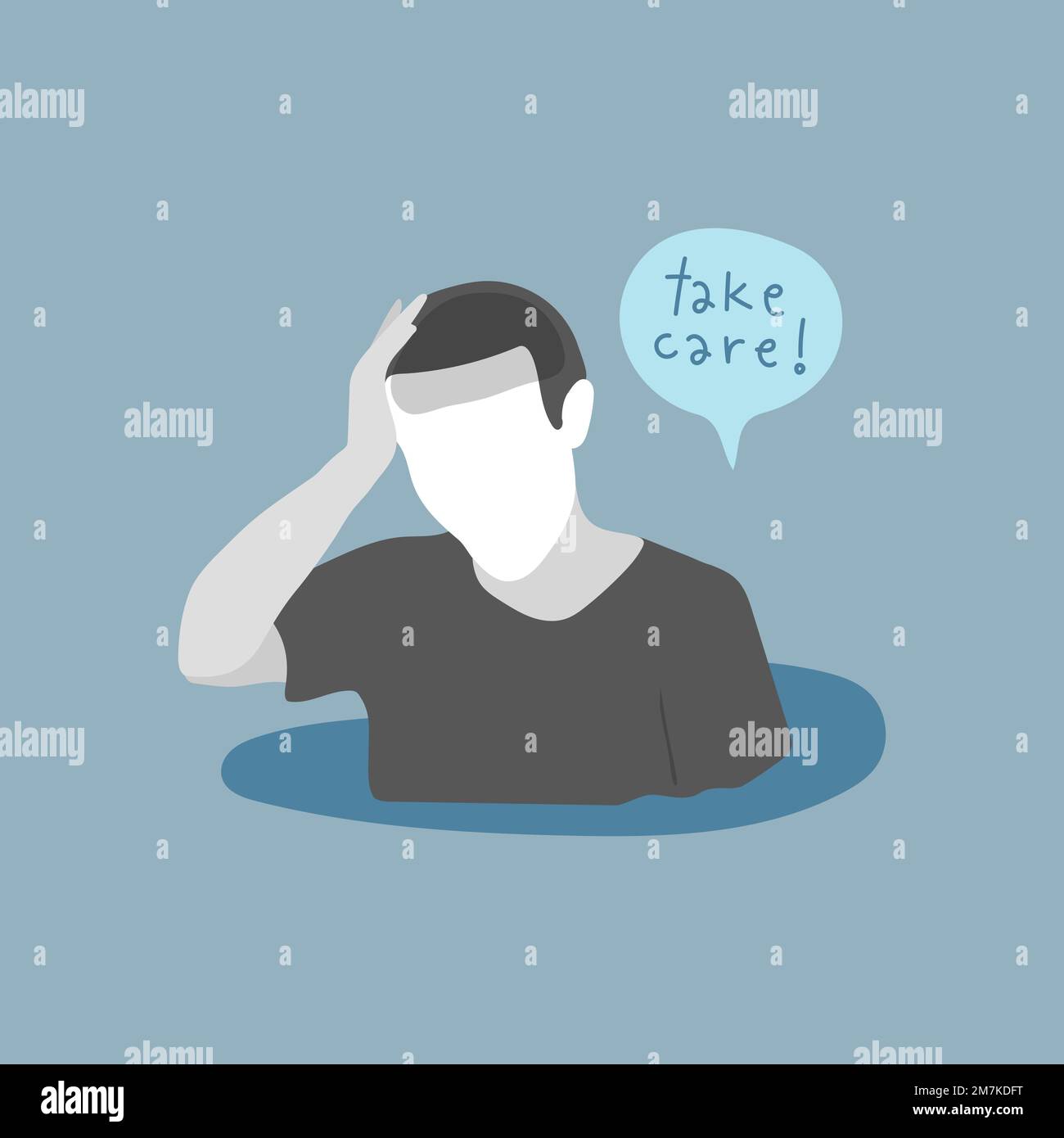 Sick man with take care message vector Stock Vector