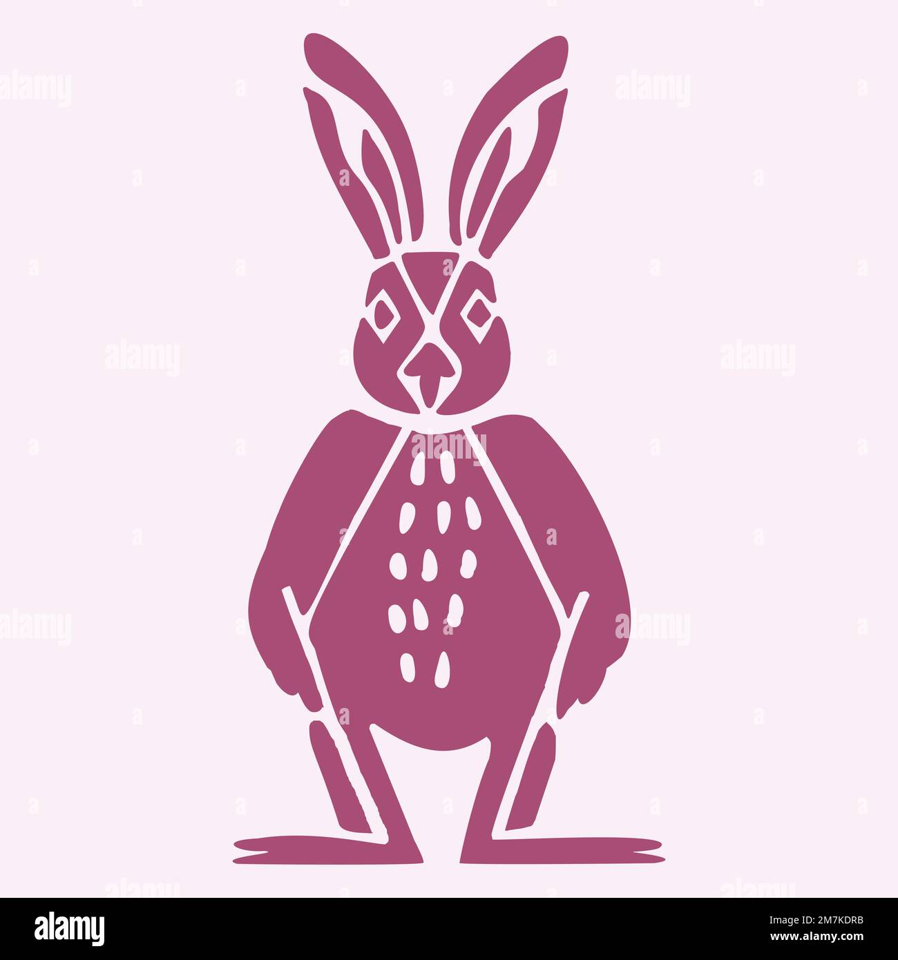 2023 year of the rabbit easter bunny vector doodle. Viva magenta cute ...
