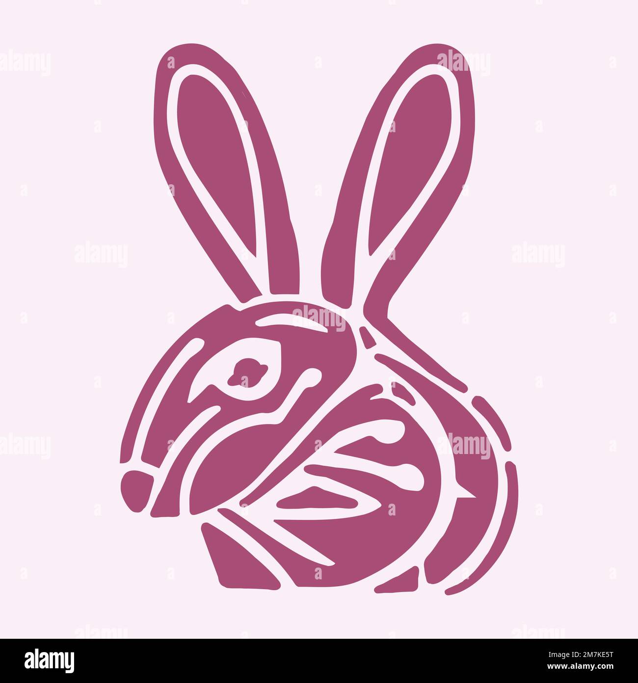 2023 year of the rabbit easter bunny vector doodle. Viva magenta cute ...
