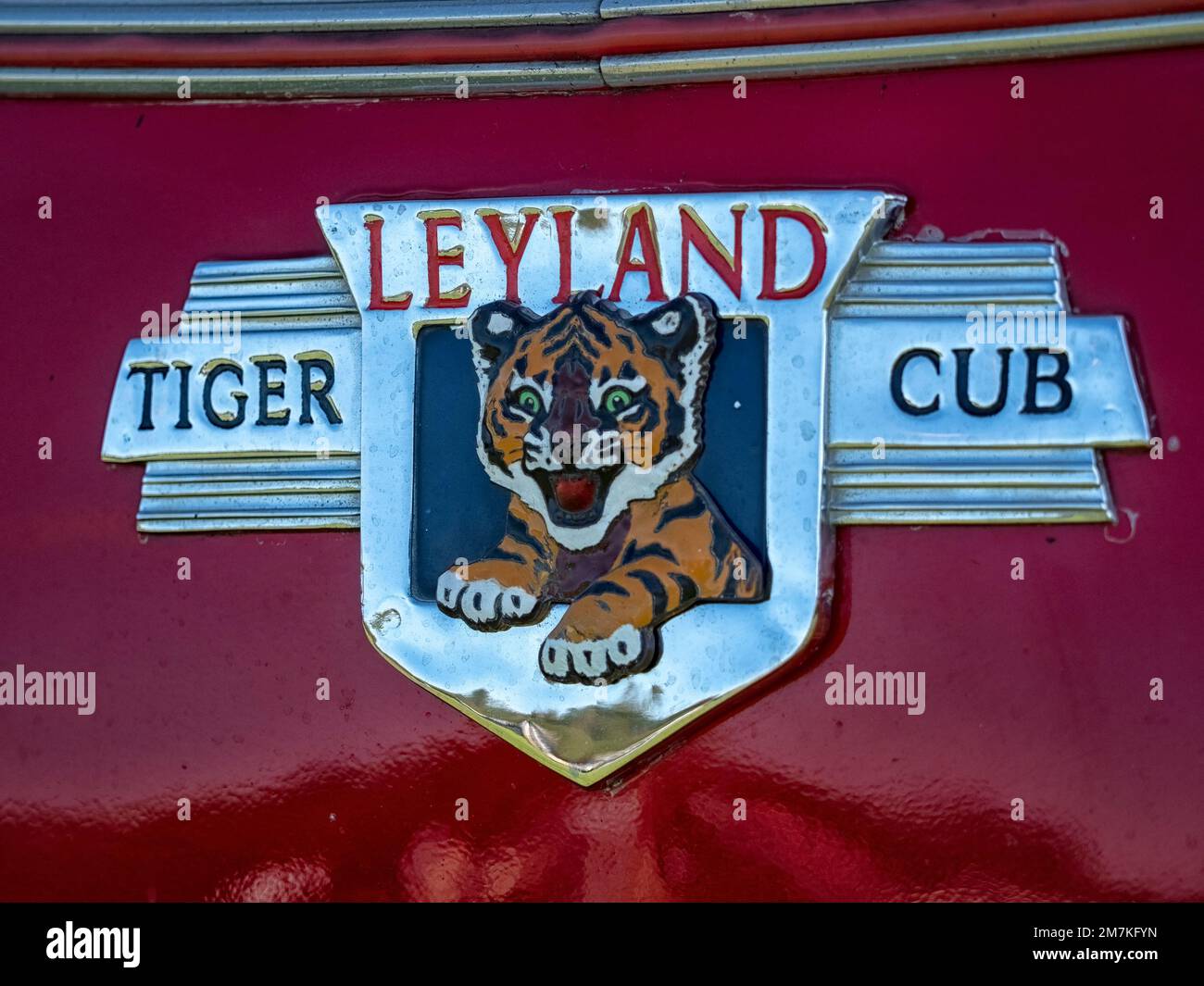 SUSSEX, UK - SEPTEMBER 14, 2019:  Badge for old Leyland Tiger Cub bus Stock Photo