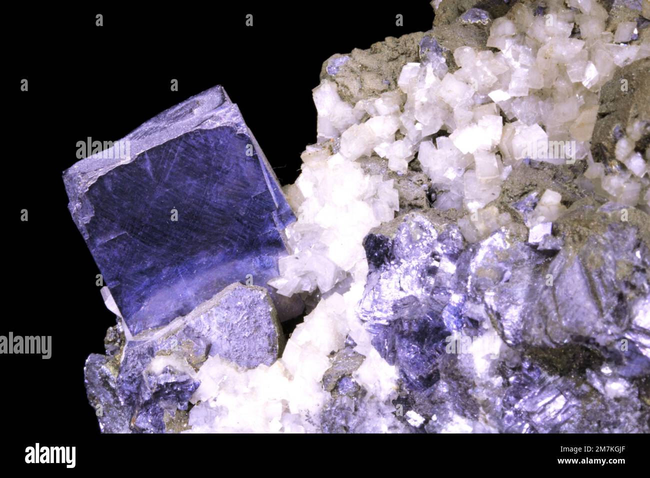 Rocks and minerals, Fluorite crystals, laboratory sample Stock Photo