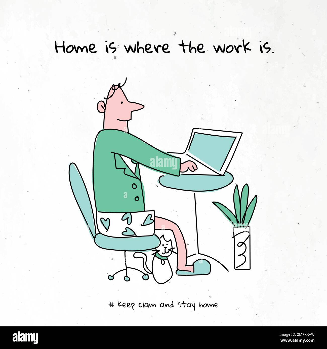 Work From Home With A Cat Coronavirus Pandemic Character Vector Stock work-from-home-with-a-cat-coronavirus-pandemic-character-vector-stock