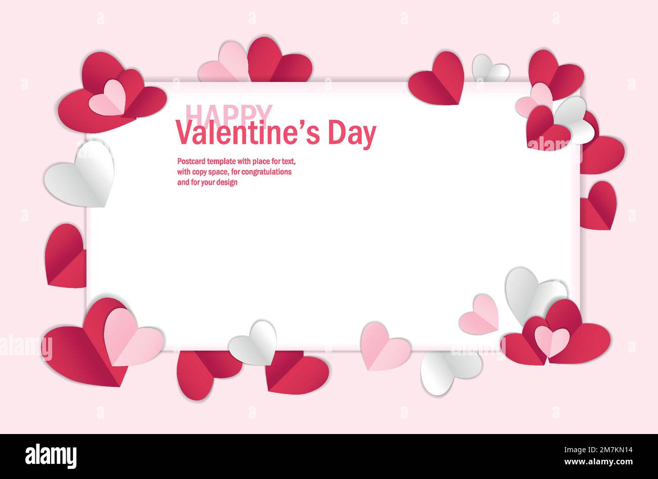 Valentines day background with copy space, vector illustration. 3d red ...