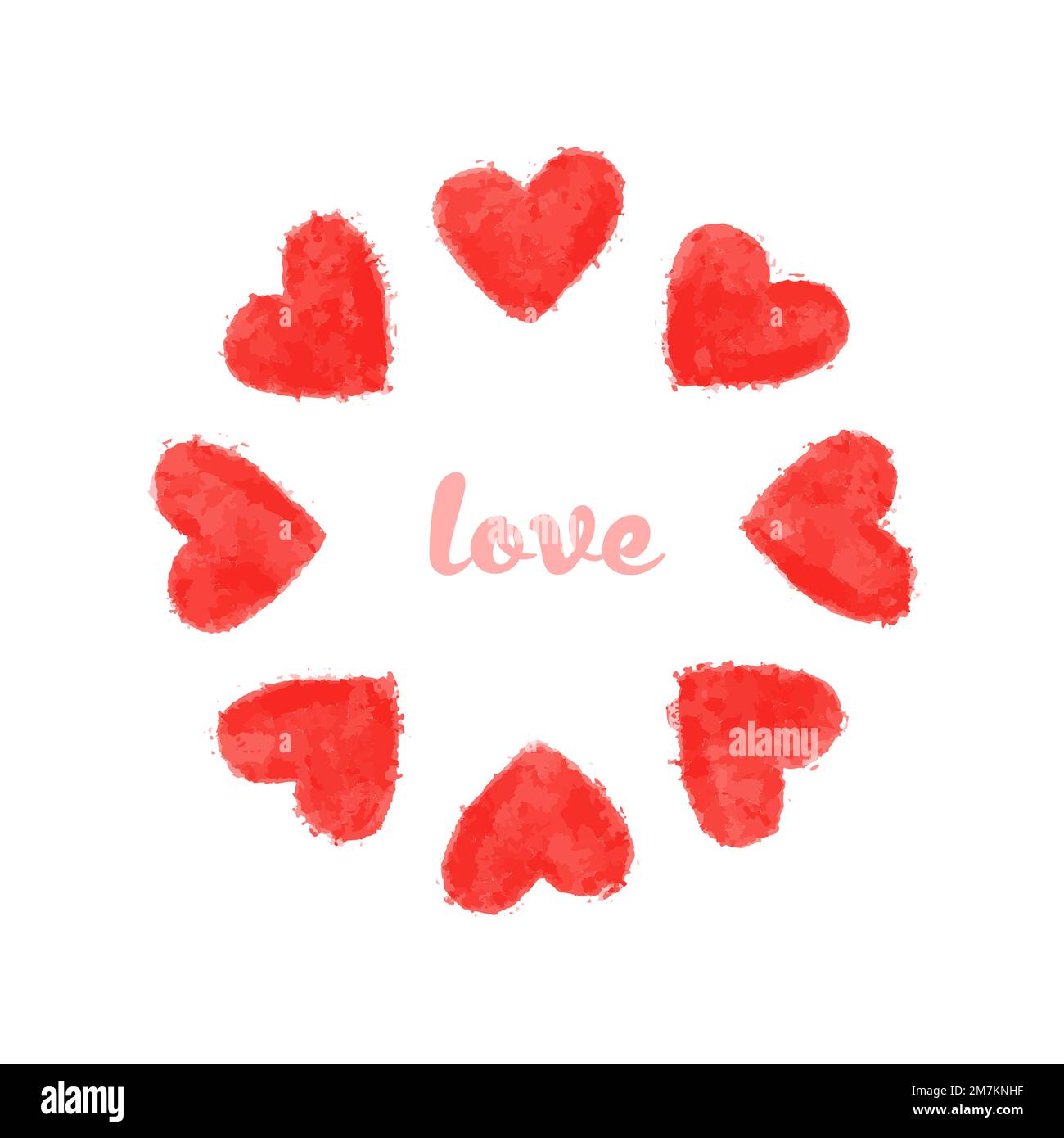 hearts drawn with paint and the inscription love Stock Vector
