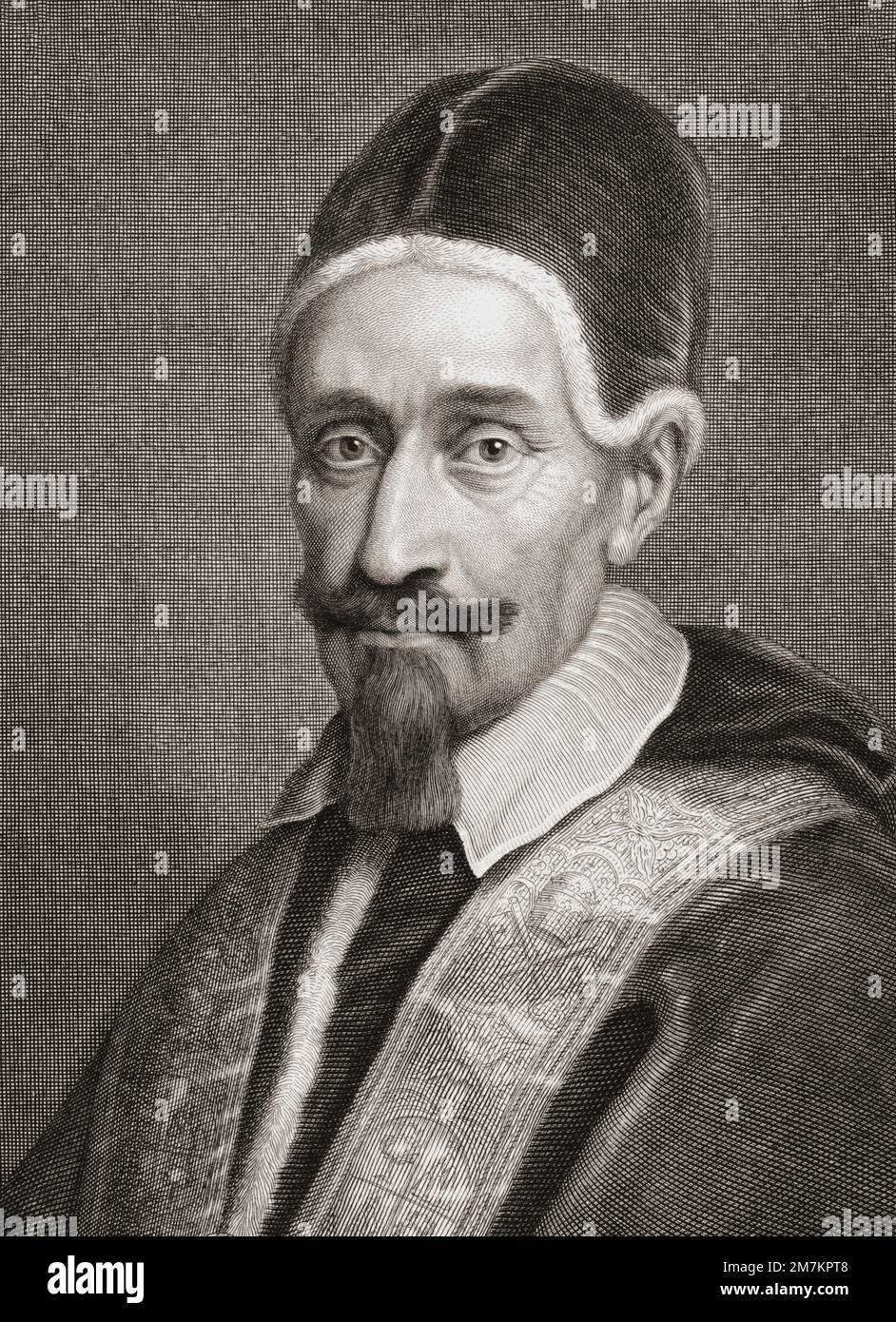 Pope Alexander VII, 1599 – 1667, born Fabio Chigi.  After a print by Pieter van Schuppen from the painting by Pierre Mignard. Stock Photo