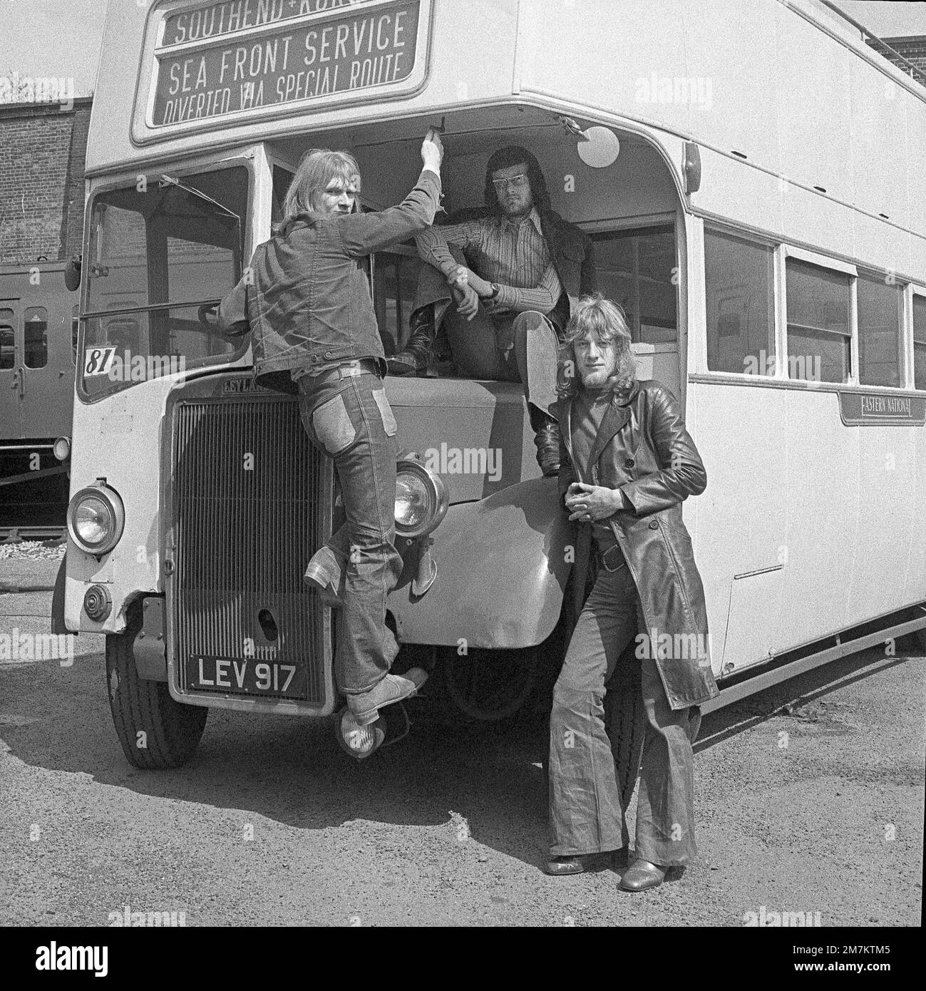 British Pop band Paint box on location in South London 1972 Stock Photo