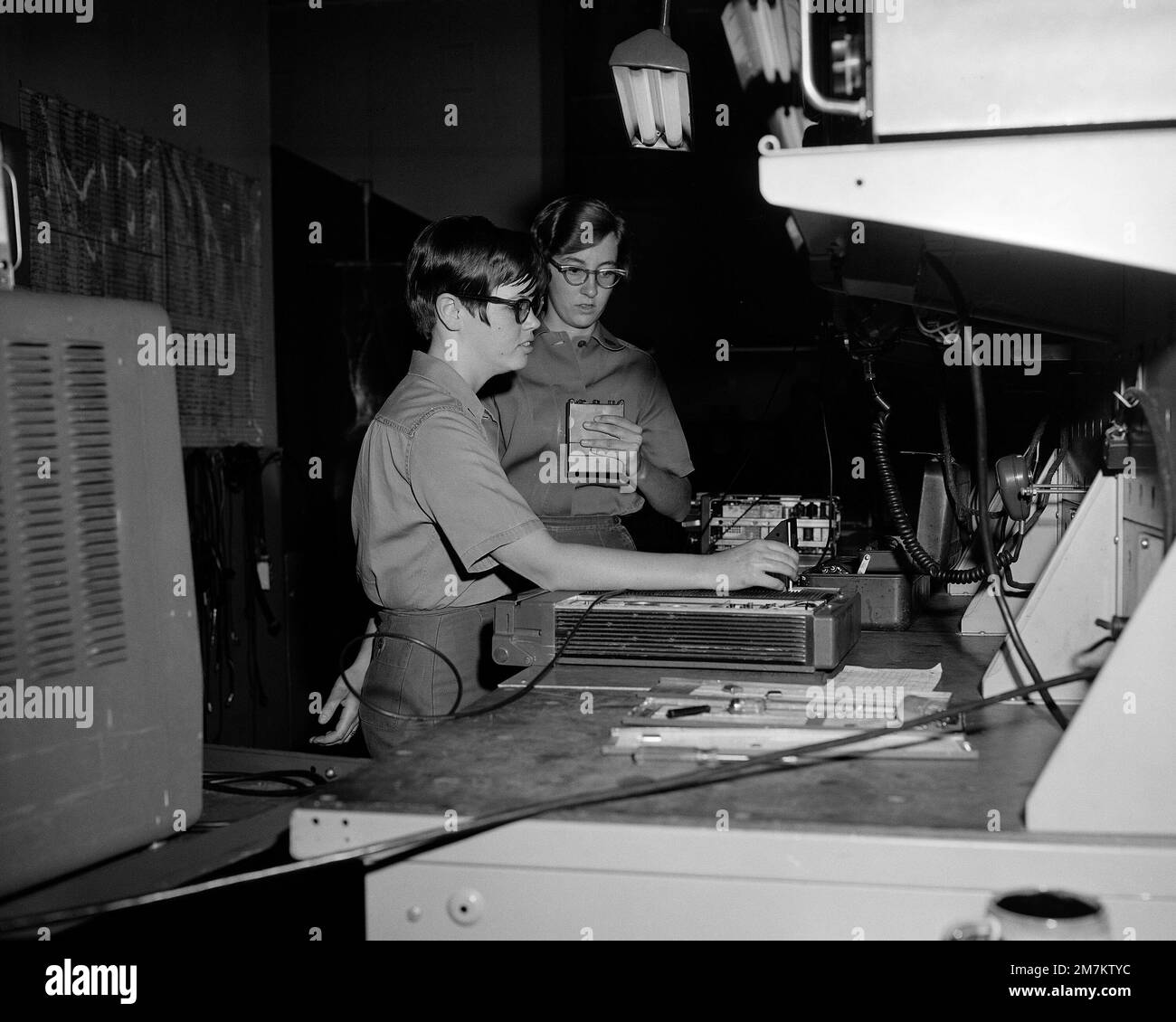 Female Marine work with testing equipment at the Electronic Support