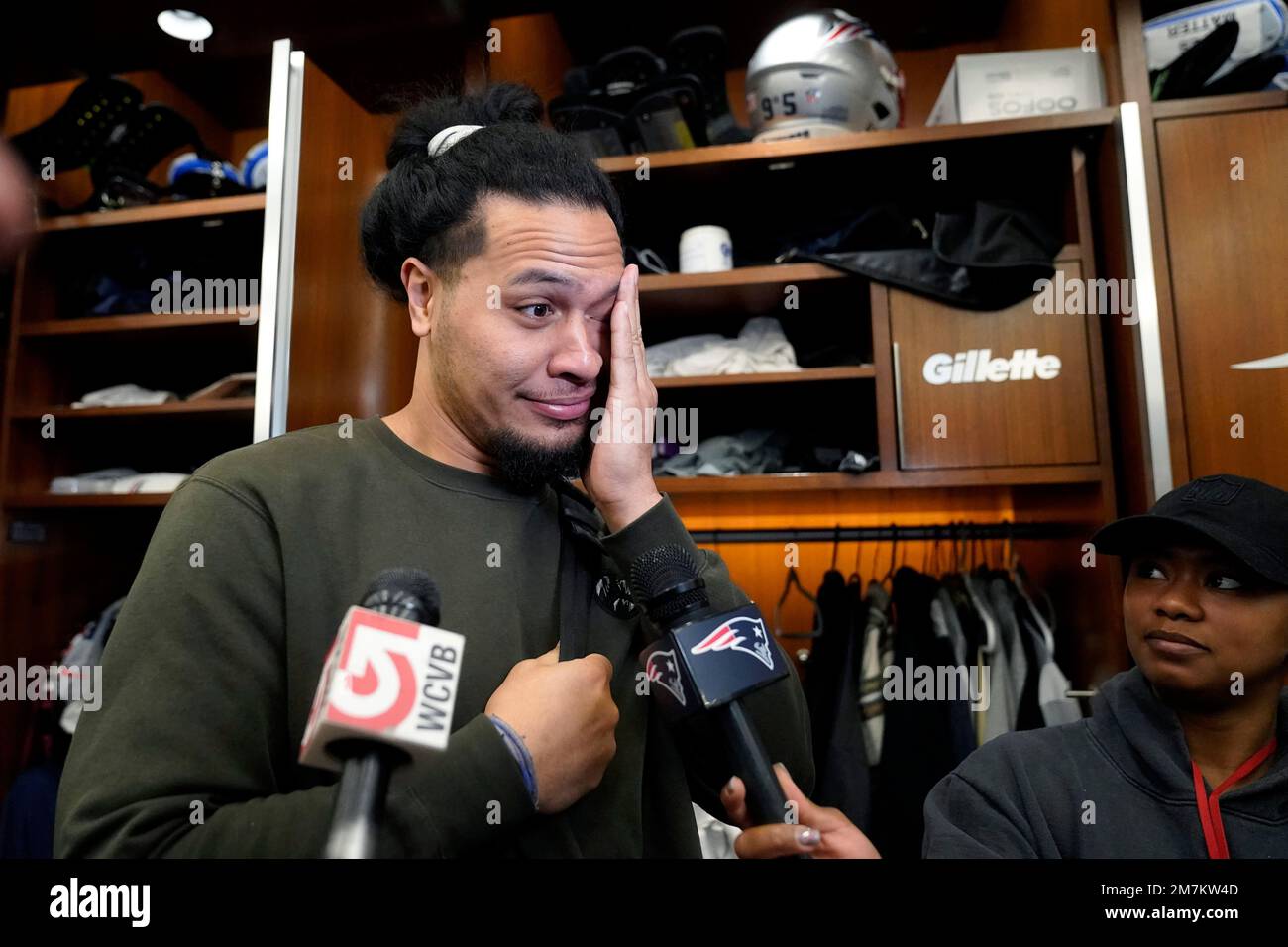 Sunday, September 26, 2021: New England Patriots linebacker Jahlani Tavai  (48) before the NFL football game between the New Orleans Saints and the New  England Patriots at Gillette Stadium, in Foxborough, Massachusetts.