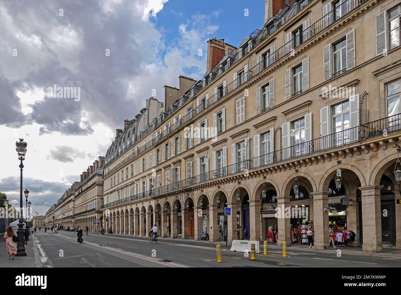 France, Paris, The grand arcades of Rue de Rivoli, 1st Arrondissement ...