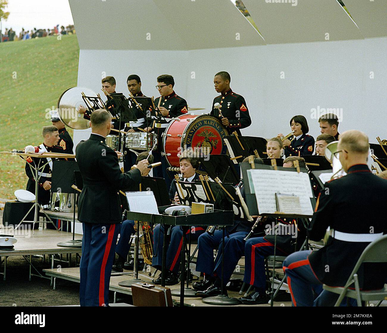 The Quantico Marine Band plays during a Marine Corps birthday pageant held in the stadium. Base: Marine Cd And Ed Com, Quantico State: Virginia (VA) Country: United States Of America (USA) Stock Photo