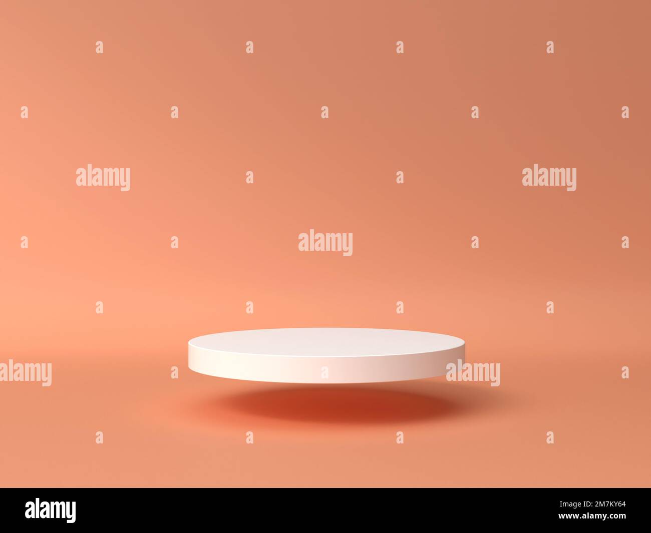 Pastel orange product placement background abstract There is a white center pedestal. 3D scene Stock. Stock Photo