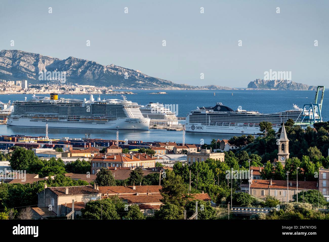 Marseille (southeastern France) cruise liners alongside the quay in