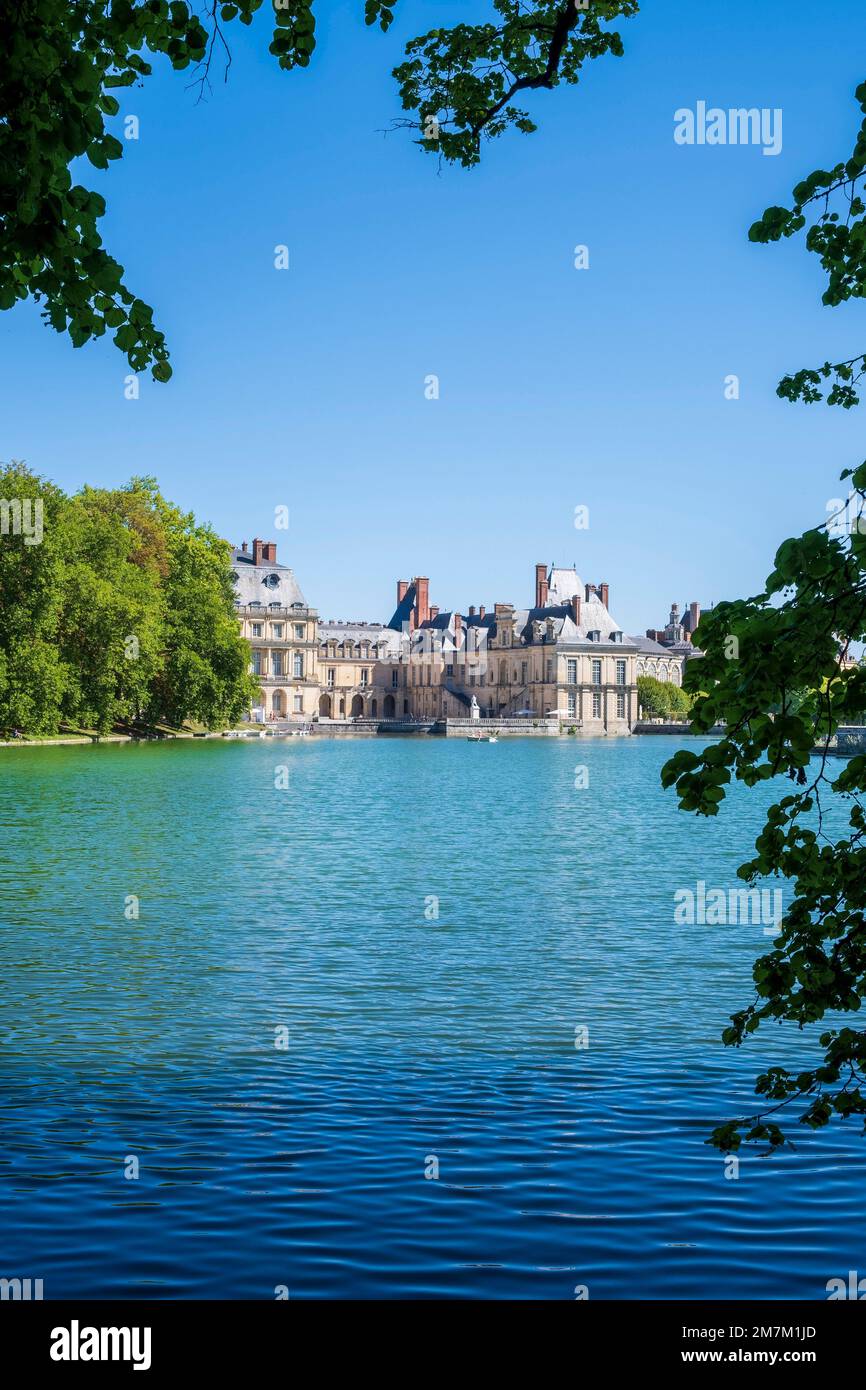 Fontainebleau (Paris area): the castle and the carp pond Stock Photo