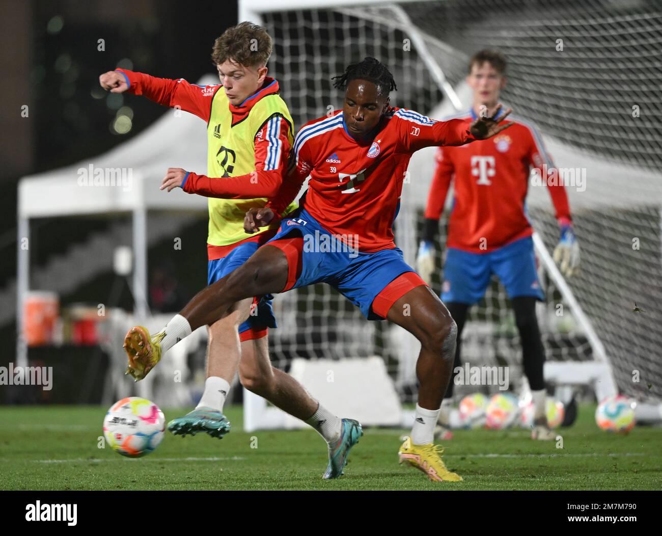 Doha, Qatar. 10th Jan, 2023. Paul Wanner (l) and Mathys Tel of FC ...