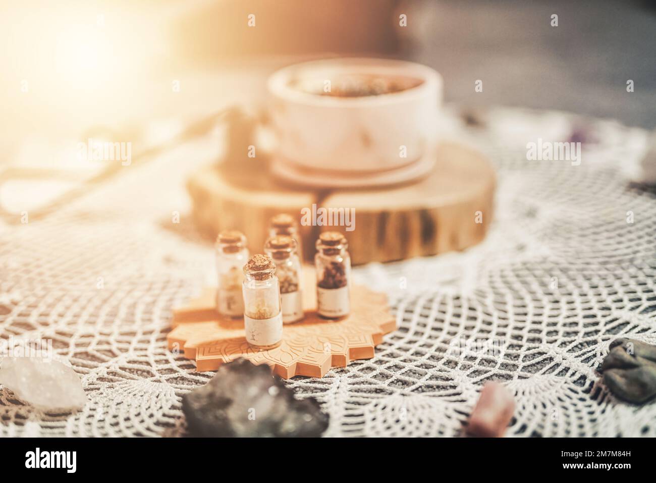 Cacao ceremony space, heart opening medicine. Shaman altar. Crystal ...