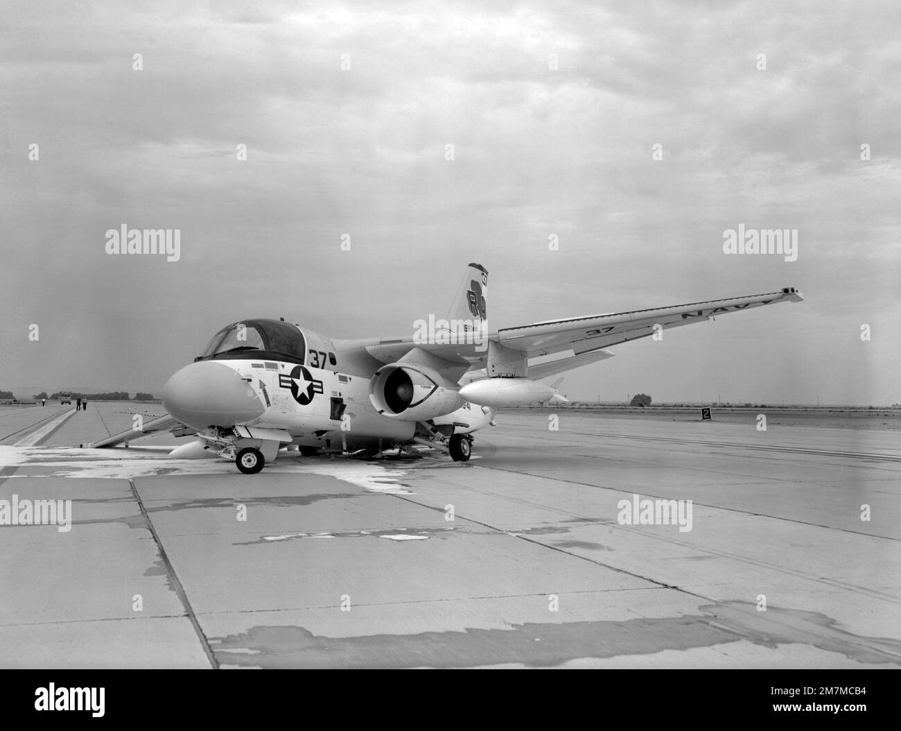 A left front view of an S3A Viking aircraft that crash landed at the