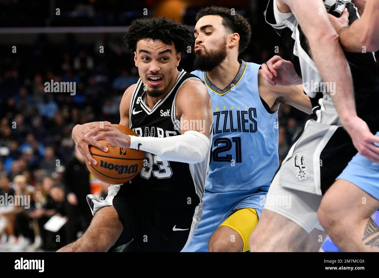 San Antonio Spurs guard Tre Jones (33) in the first half of an NBA  basketball game Tuesday, April 5, 2022, in Denver. (AP Photo/David  Zalubowski Stock Photo - Alamy