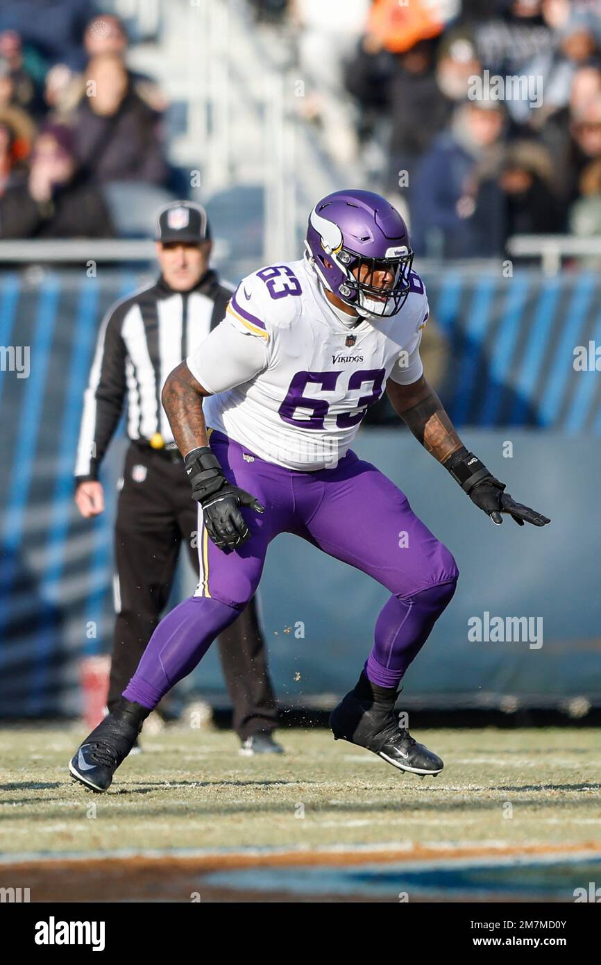 Minnesota Vikings offensive tackle Vederian Lowe leaves the field