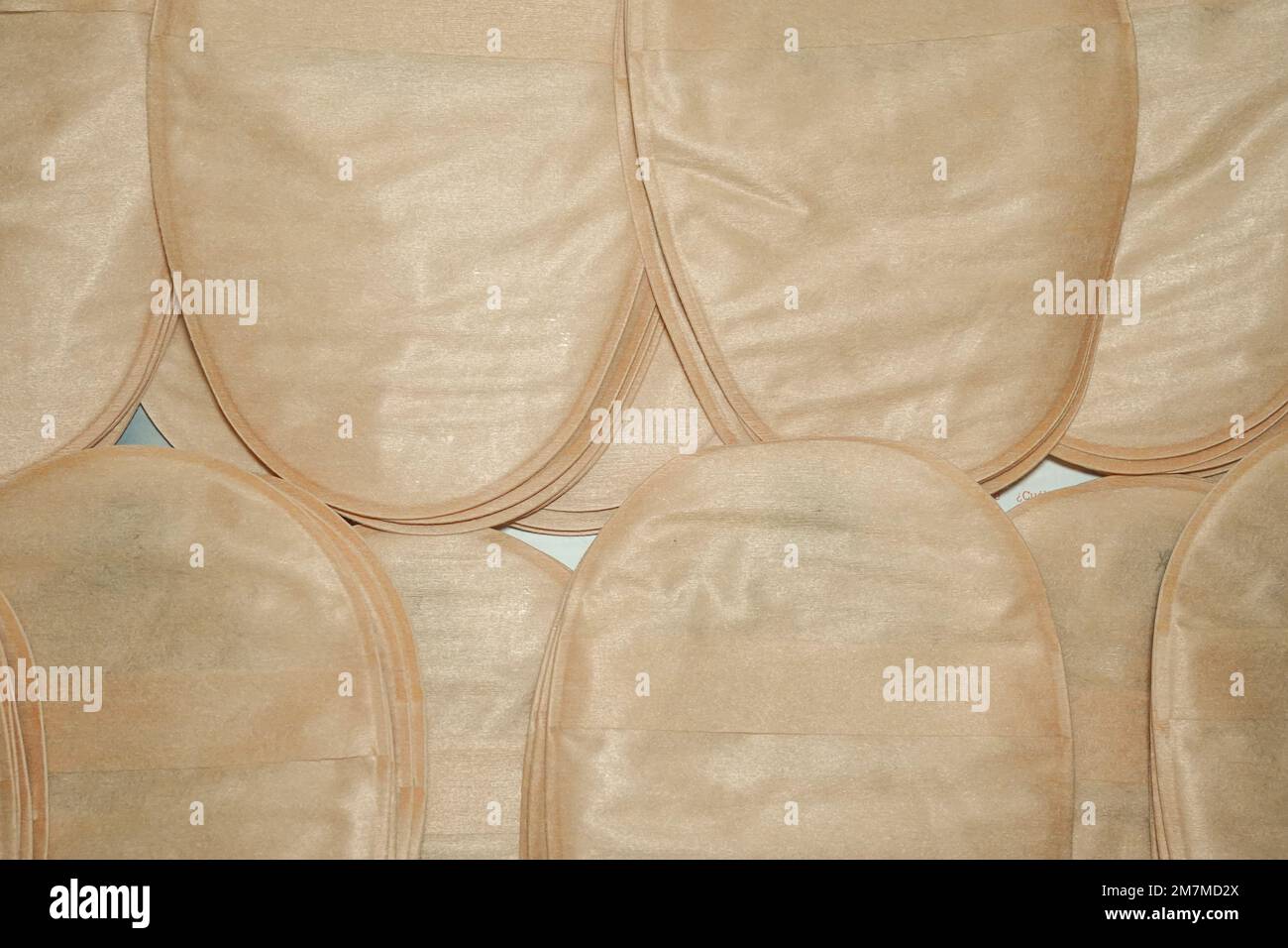 pile of stoma bags closeup. intestine cancer with operation Stock