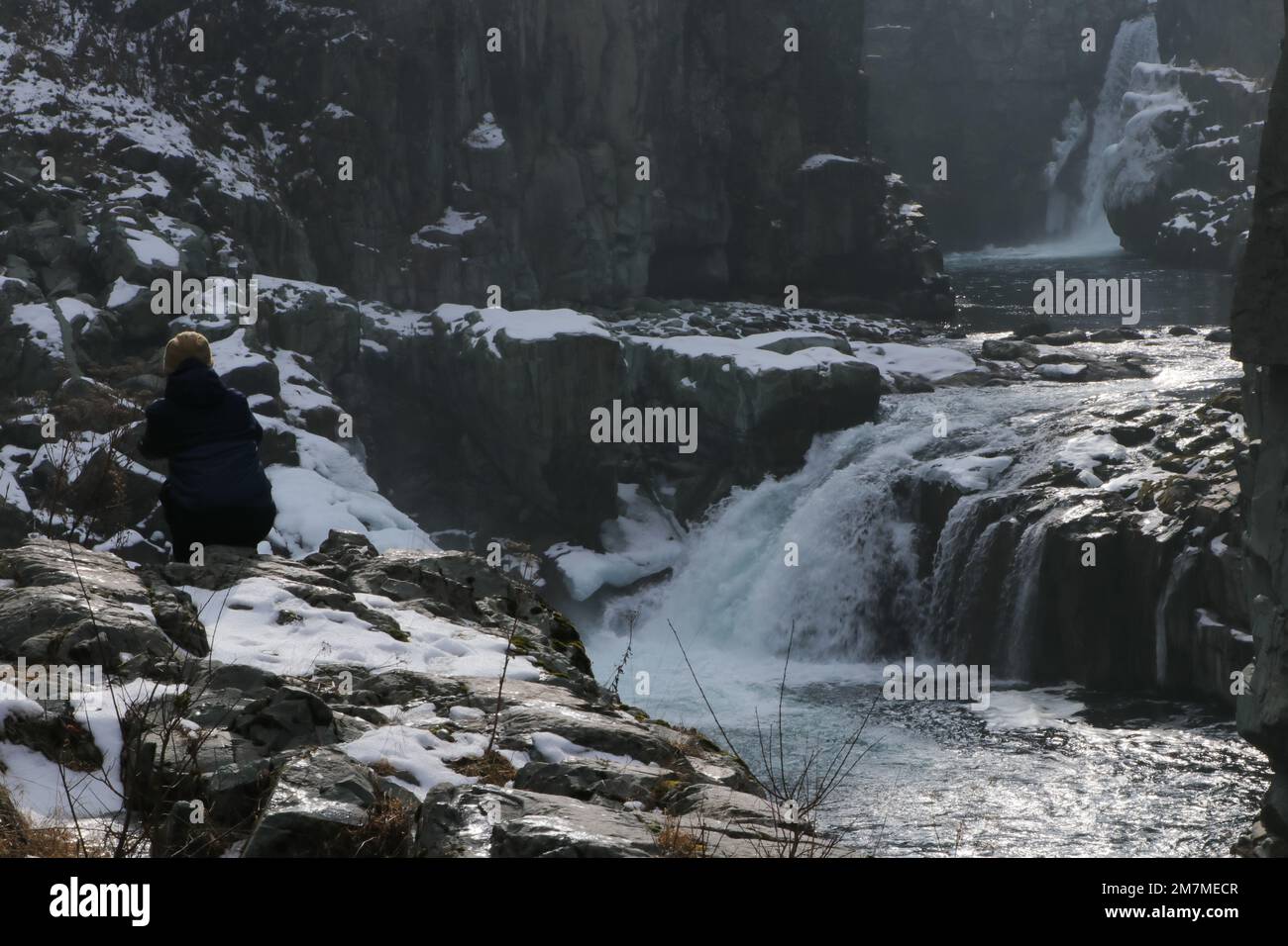 January 10, 2023, Kulgam, Jammu and Kashmir, India A man seen taking