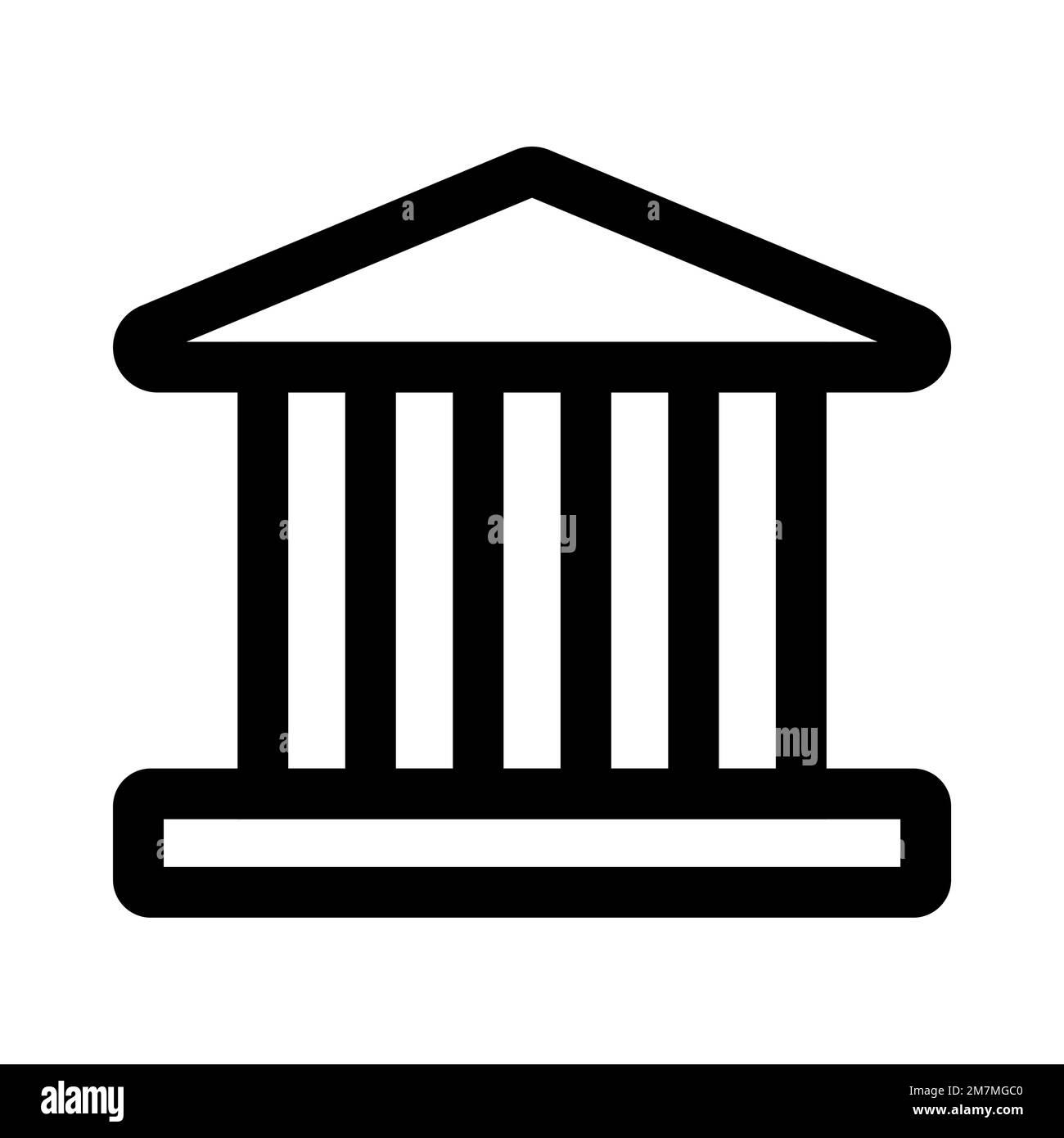 Bank icon line isolated on white background. Black flat thin icon on ...