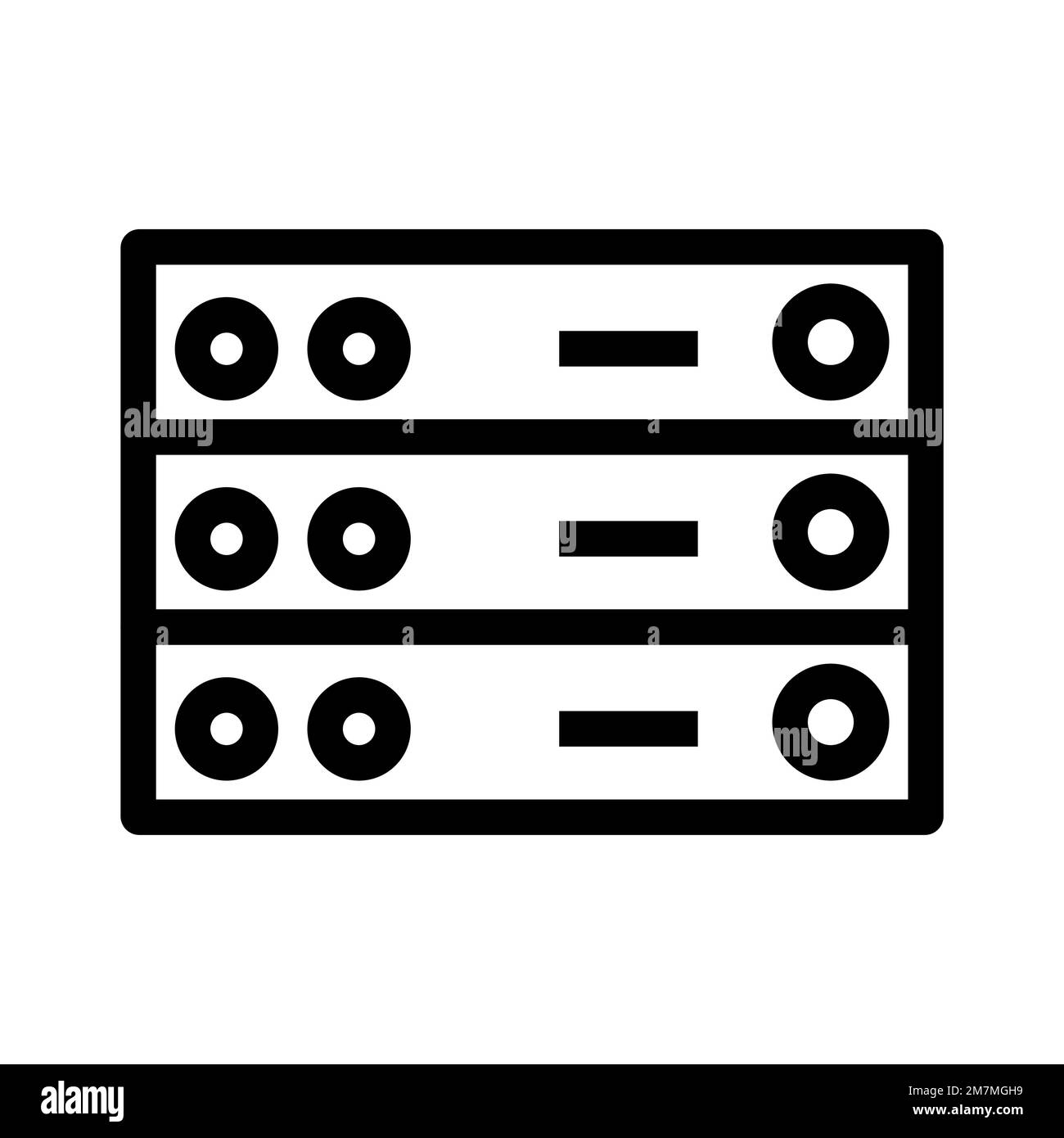 Data server icon line isolated on white background. Black flat thin ...