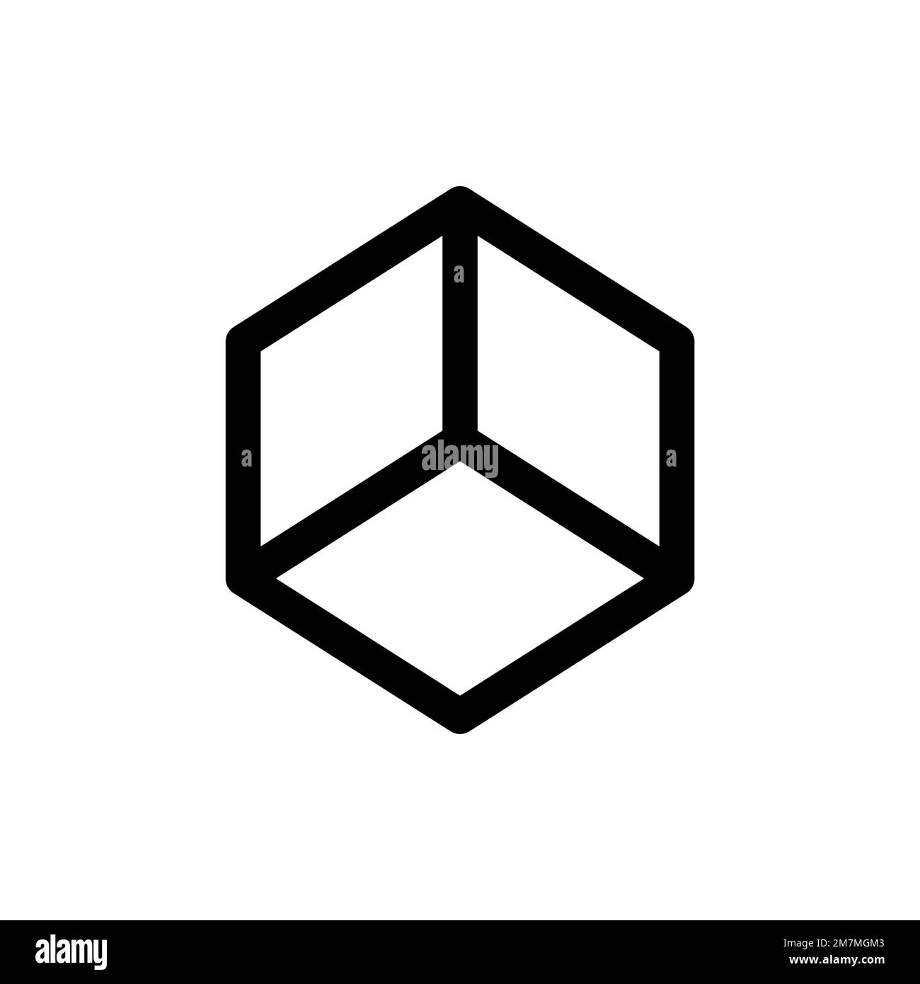 Cube icon line isolated on white background. Black flat thin icon on ...