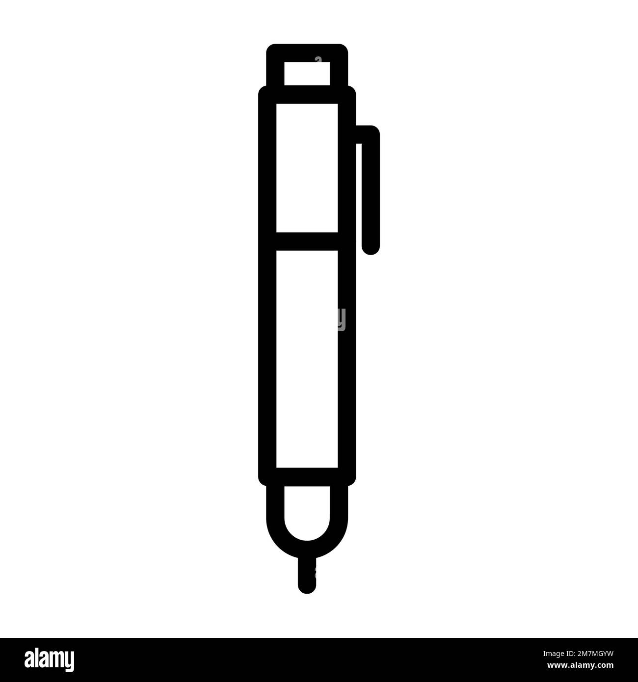 Pen icon line isolated on white background. Black flat thin icon on ...